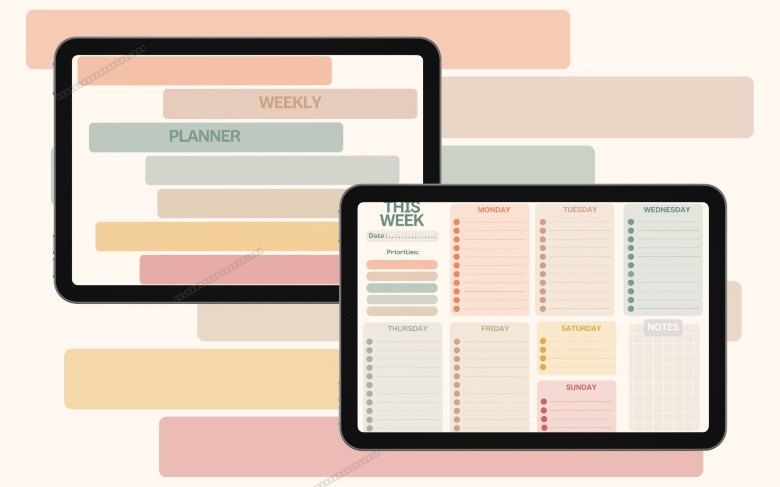 Undated Weekly Planner Template | 5-Year Weekly Planner with Priorities & Notes