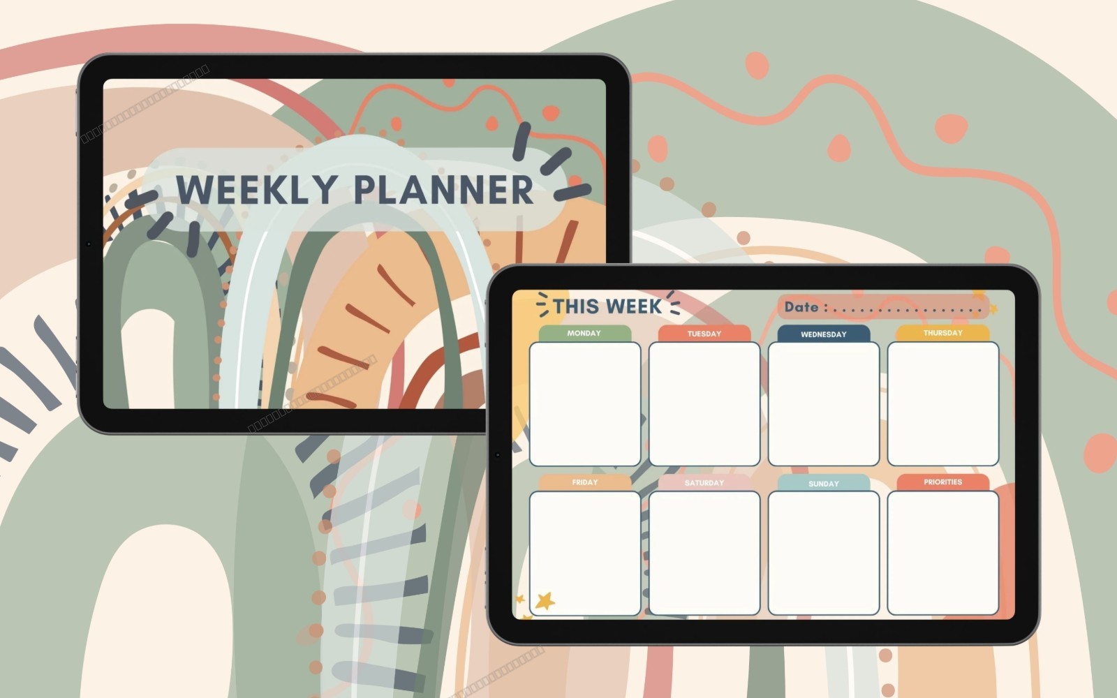Undated Weekly Planner Printable | Pastel 5-Year PDF with Daily & Priorities