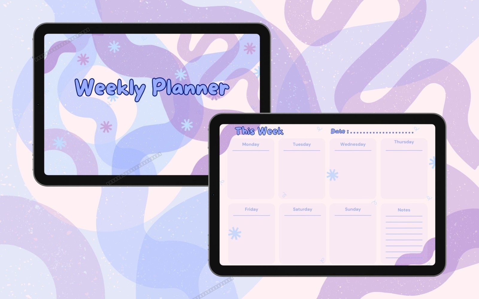 Undated Weekly Planner Printable PDF | Cute Pastel 5-Year Weekly Organizer