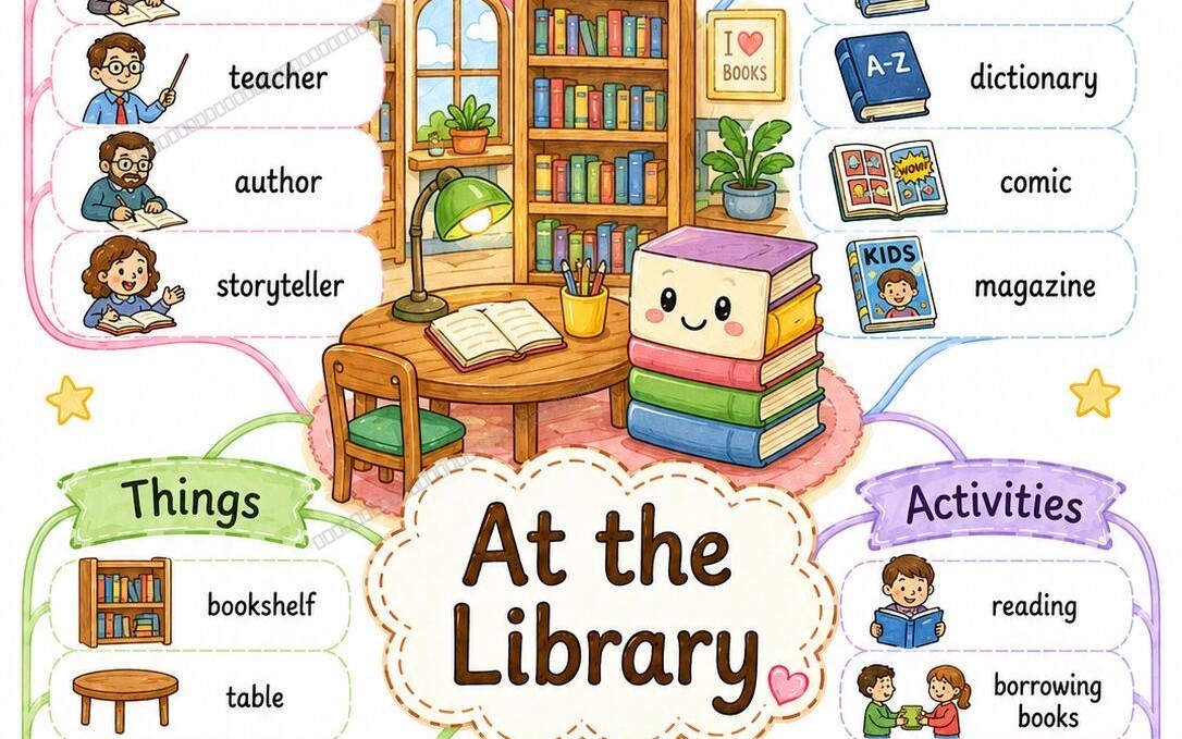 Kids English Vocabulary Mind Maps PDF | Everyday Places Visual Word Charts for Preschool & Homeschool ESL (10 Pages)