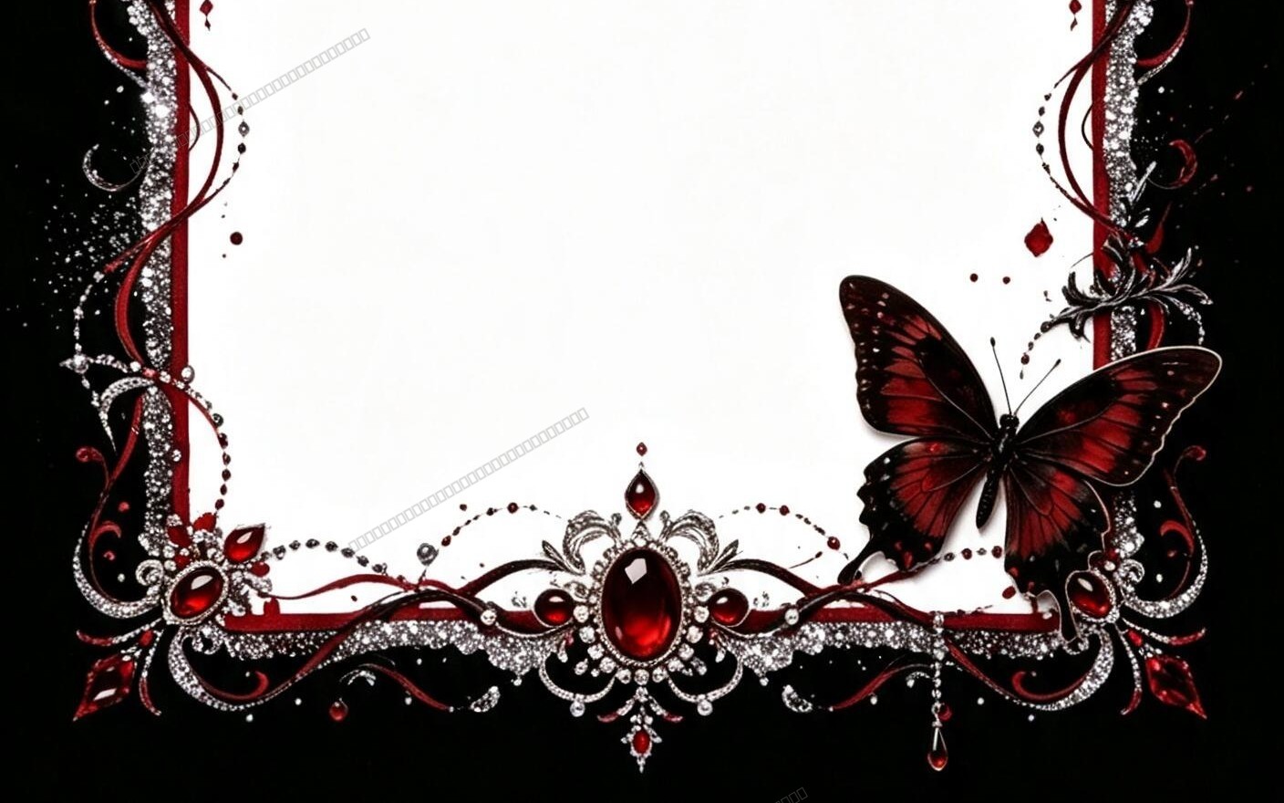 Gothic Ruby & Butterfly Decorative Borders | Luxury Red & Black Digital Paper Frames PDF for Journaling & Invitations (6 Pages)