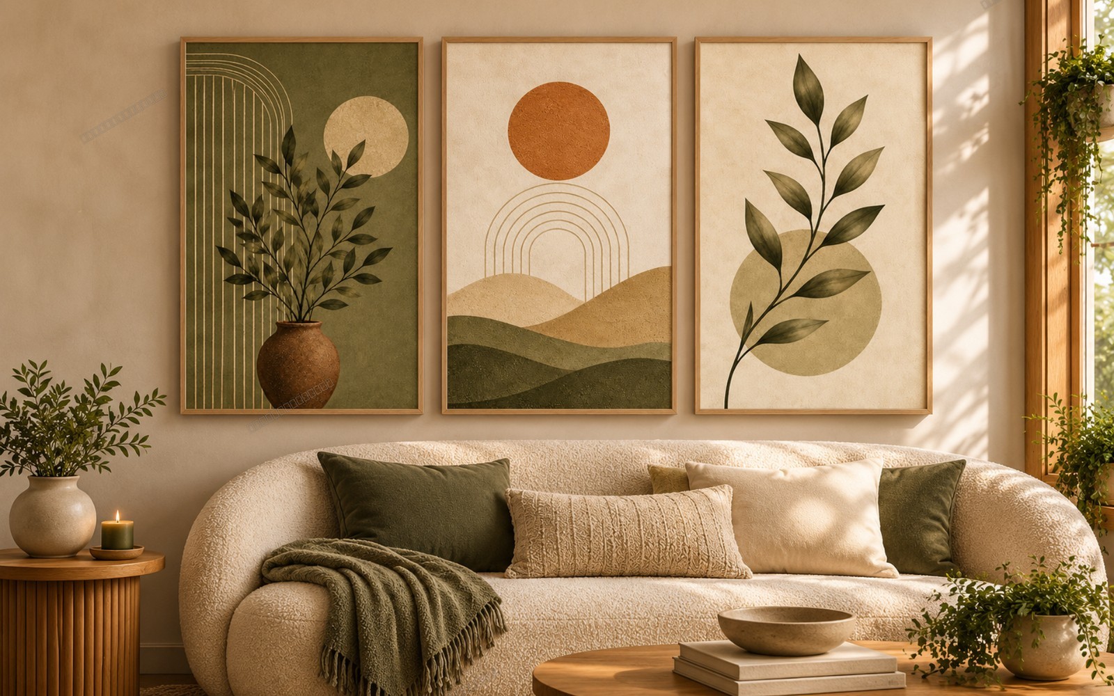 Olive Harmony – Set of 3 Japandi Printable Wall Art