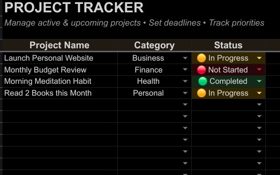 Ultimate Minimalist Life & Project Planner (Google Sheets Template)