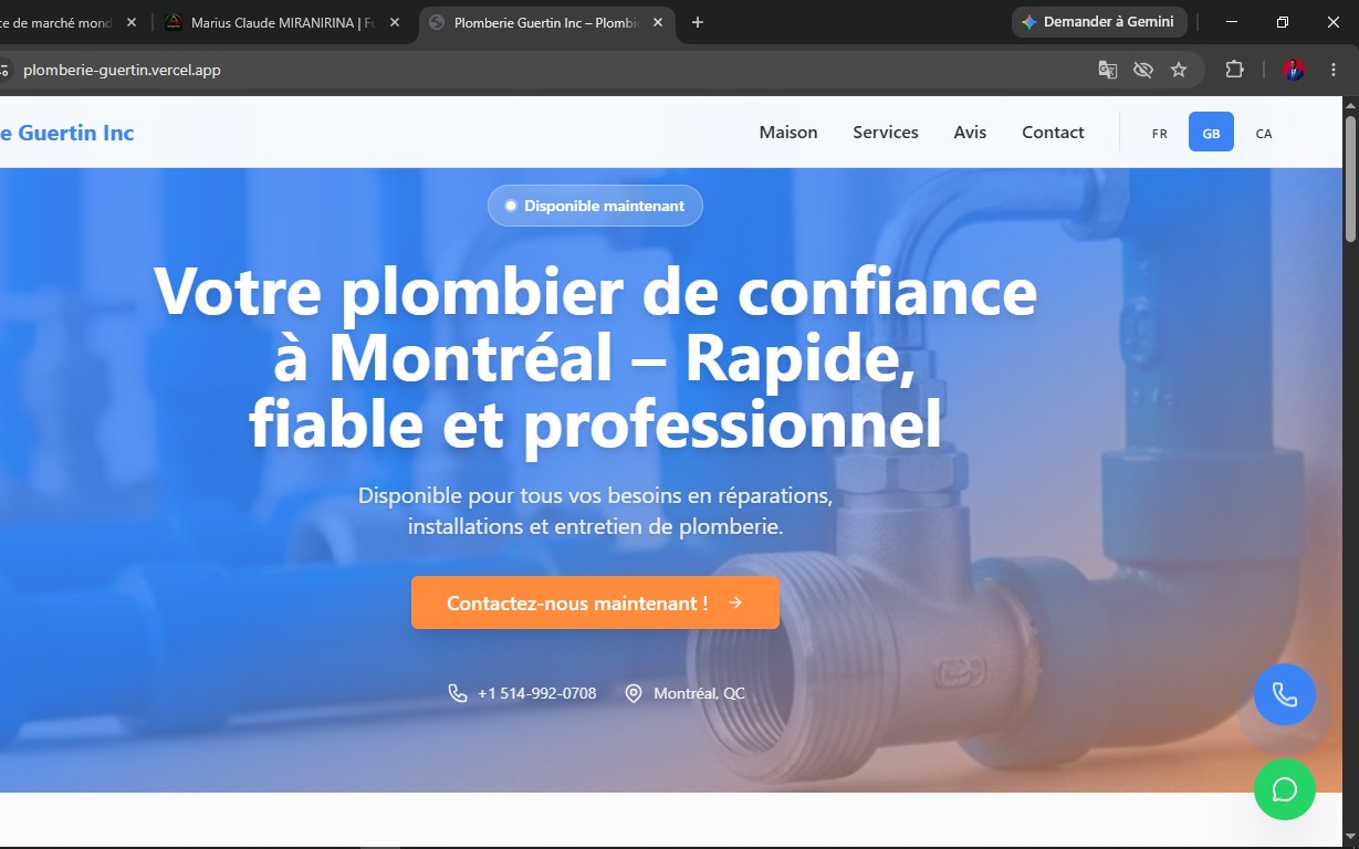 Plomberie Guertin – Site Web Professionnel de Plomberie