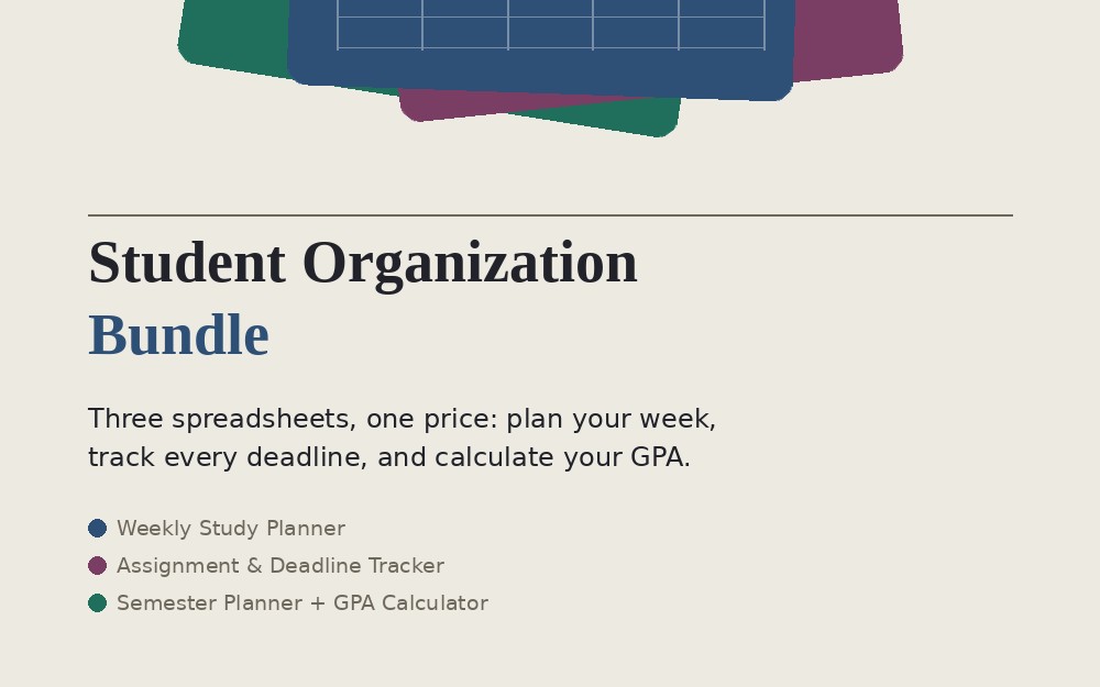 Student Organization Bundle — 3 Editable Spreadsheets (Save 22%)