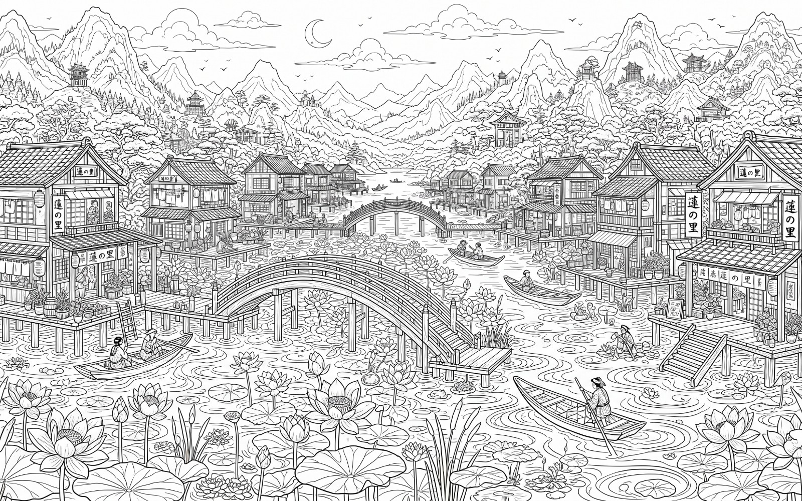 12 Japanese Cherry Blossom Tea Garden Coloring Pages Bundle | 2K High-Res Detailed Nature Landscape Printable Line Art D