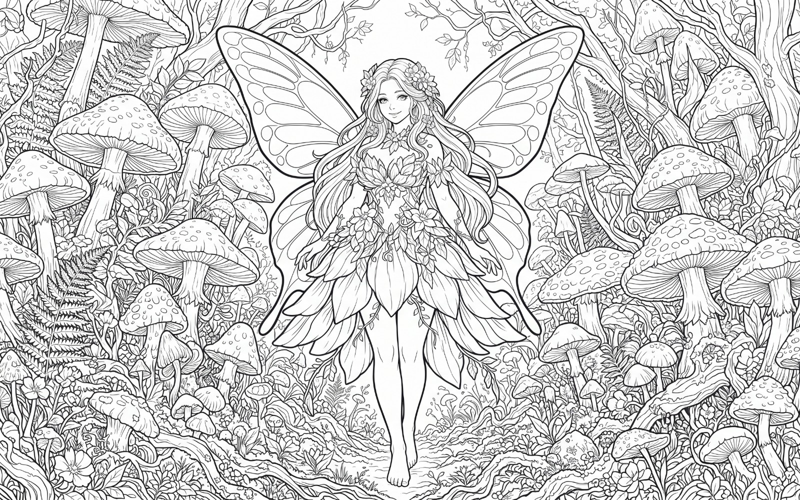 20 Fantasy Forest Spirits & Steampunk Coloring Pages Bundle | 2K Printable Line Art Digital Book