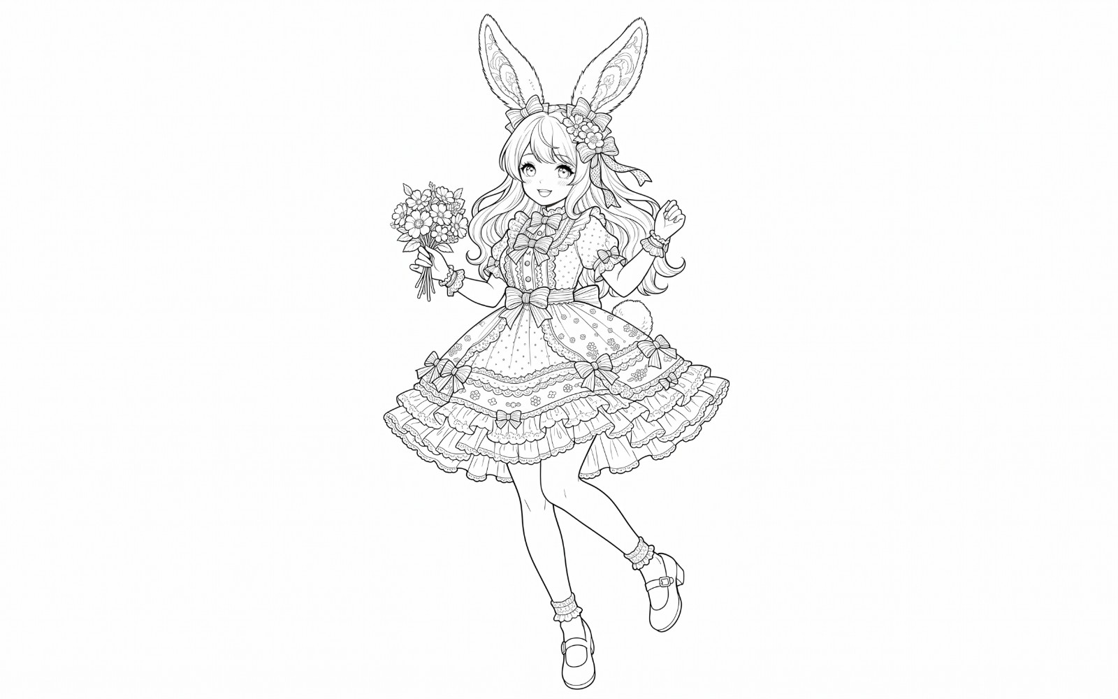 20 Cute Anime Girls & Fashion Outfits Coloring Pages Bundle | 2K High-Res Printable Line Art Digital Book for Adults & T