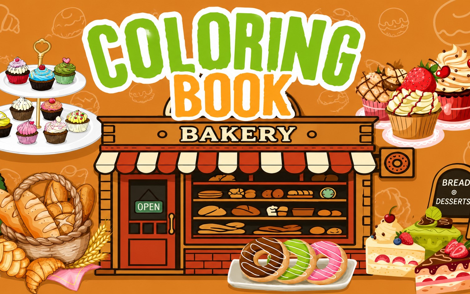 My Bakery Coloring Book | Digital Bakery & Dessert Coloring Book for Adults & Teens | 25 Printable & iPad Coloring Pages