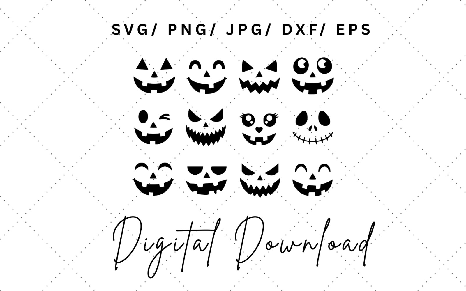 Halloween Pumpkin Faces SVG Bundle, Spooky Jack-O-Lantern Cut Files