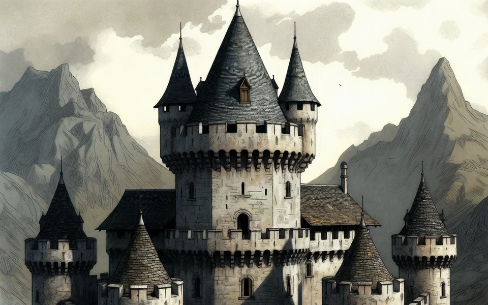 Medival castle video intro for games