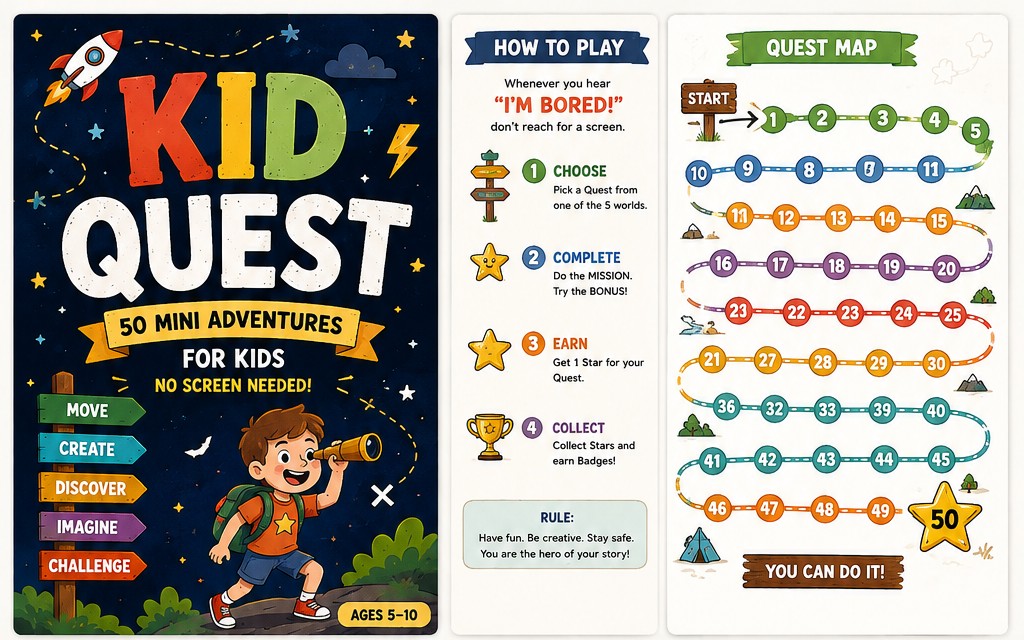 KID QUEST — 50 Screen-Free Mini Adventures for Kids (Ages 5–10)