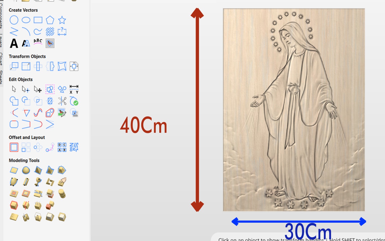 Virgin Mary 3D Relief | Aspire CNC Router File | Religious Wood Carving | 30x40 cm Digital Download