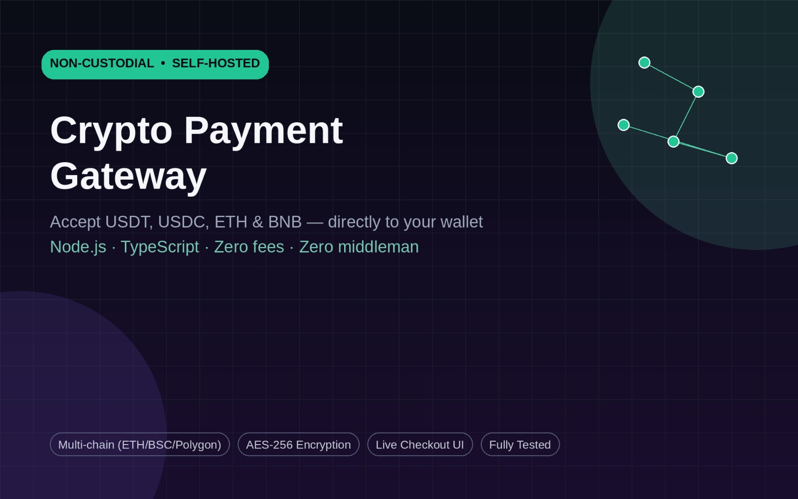 Built a non-custodial crypto payment gateway so merchants don't have to trust a middleman with their