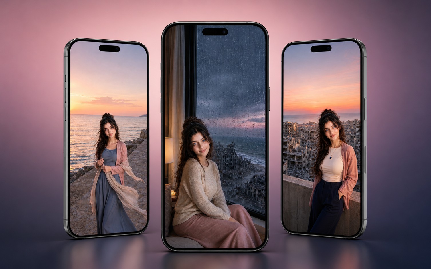 Layan: Between Reality & Hope — 3 Phone Wallpapers | ليان: بين الواقع والأمل
