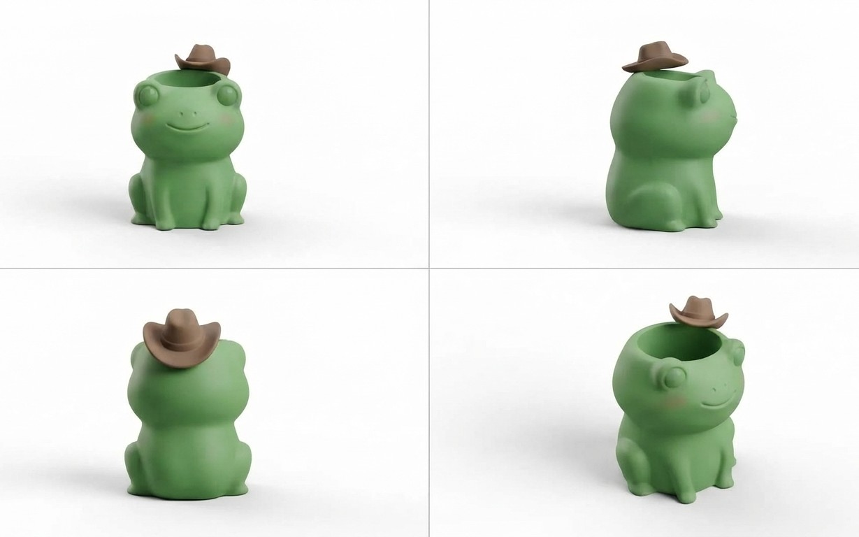 Cute Frog Cowboy Hat Succulent Planter | 3D Printable STL + GLB + PLY