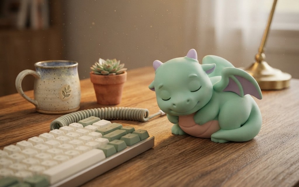 Cute Sleeping Baby Dragon - 3D Print STL File | Kawaii Desk Decor