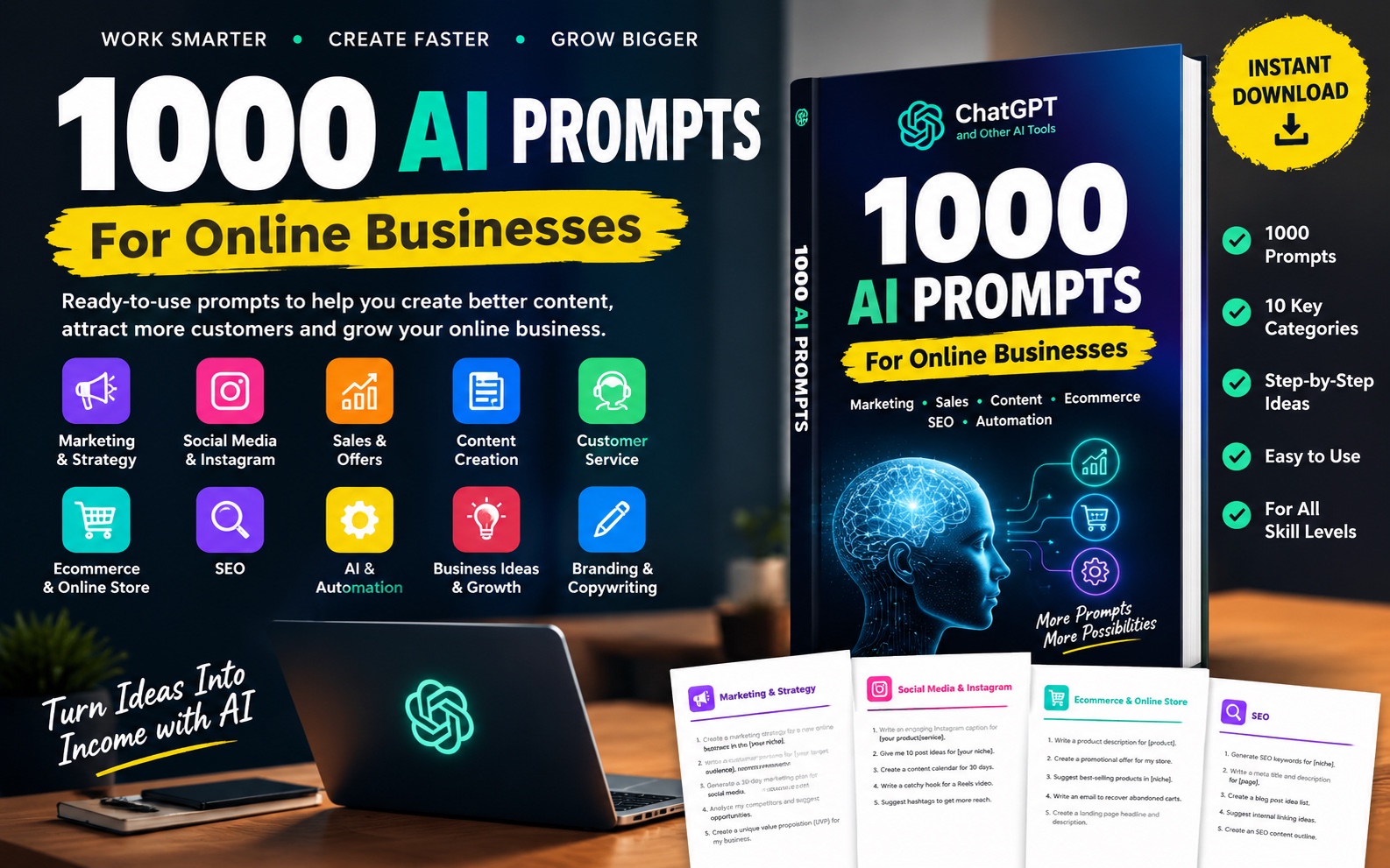 1000 AI Prompts for Online Businesses