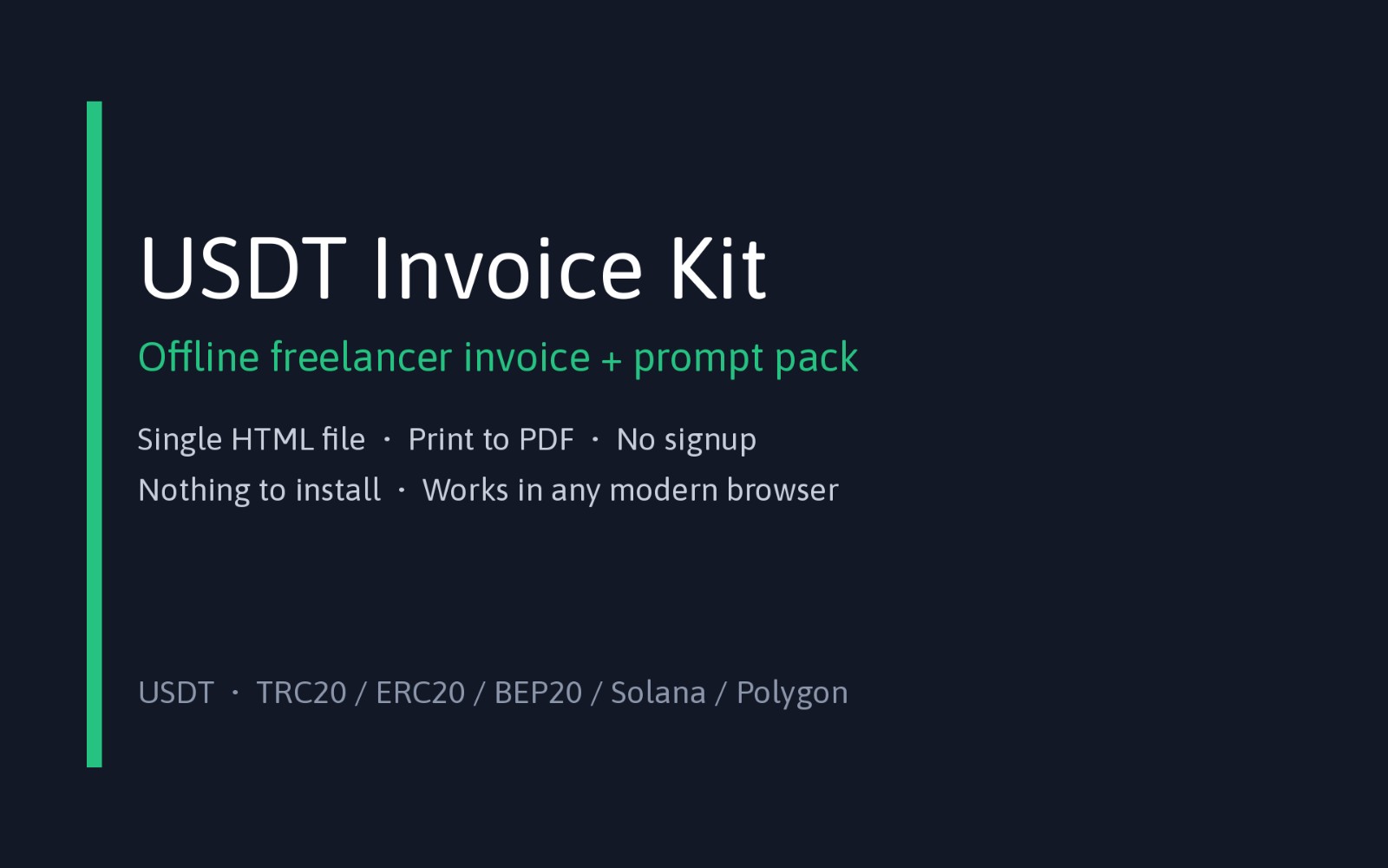 USDT Invoice Kit — Offline Freelancer Invoice + Prompt Pack | Getly