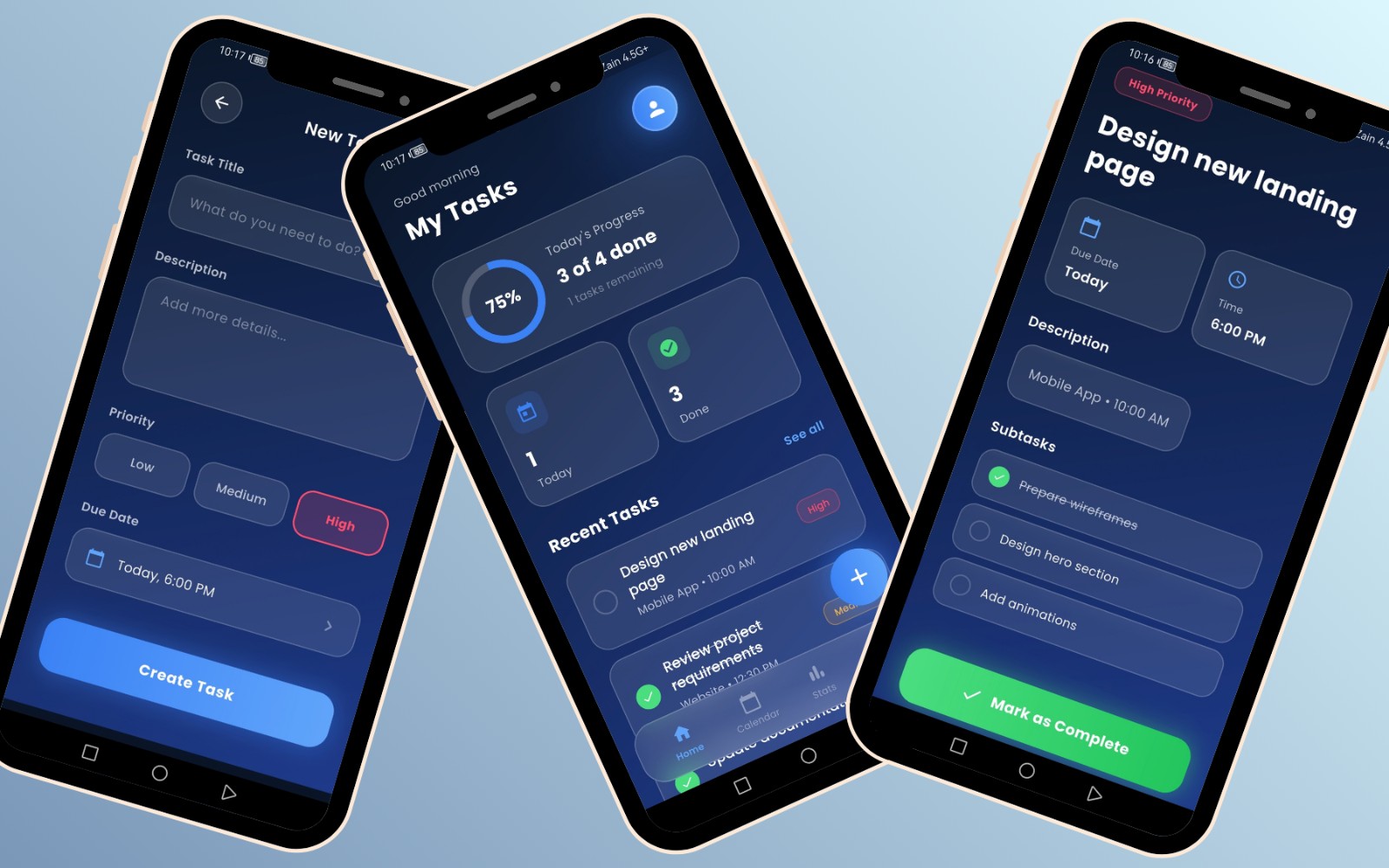 GlassTask UI — Flutter Task Manager Template