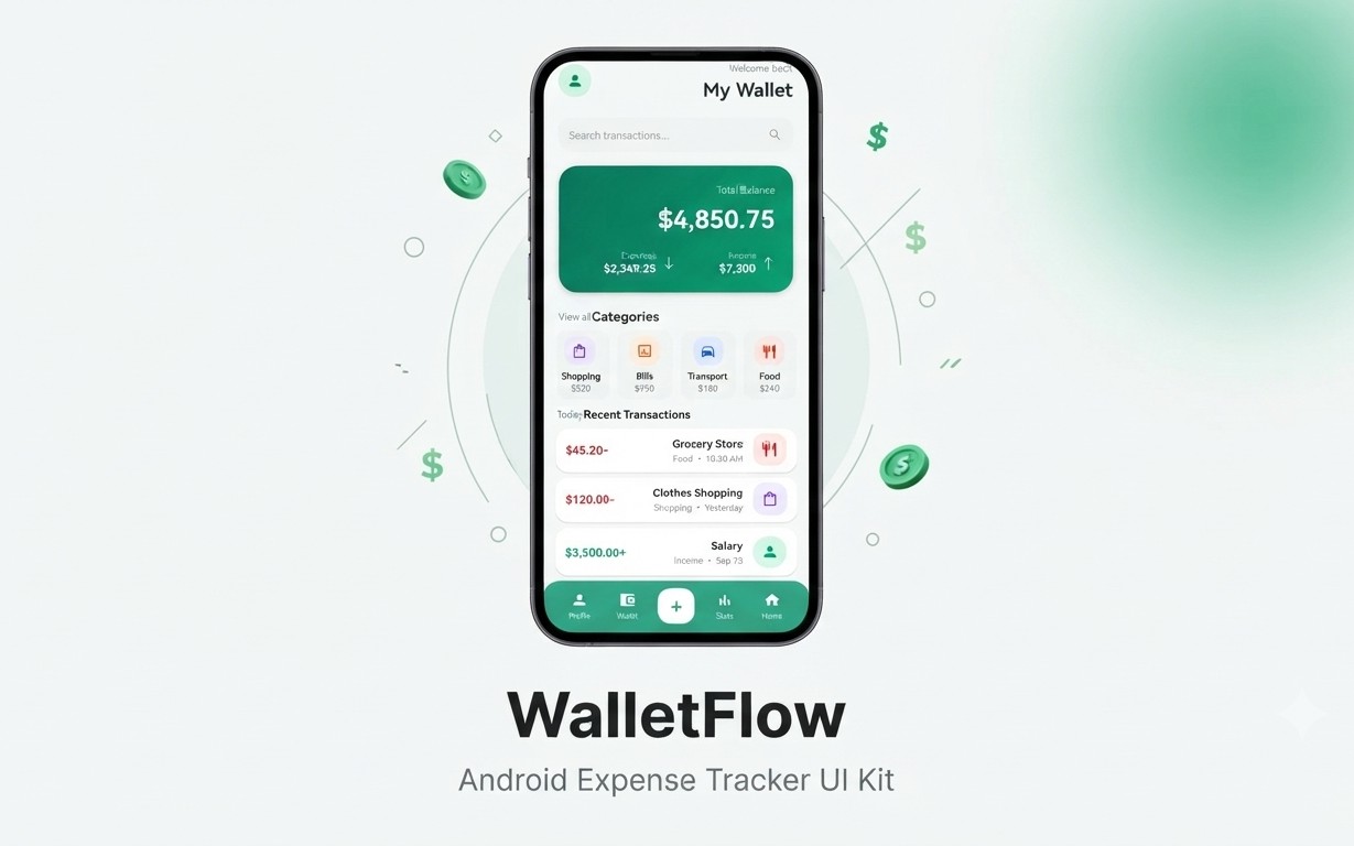 WalletFlow UI — Android Expense Tracker UI Kit