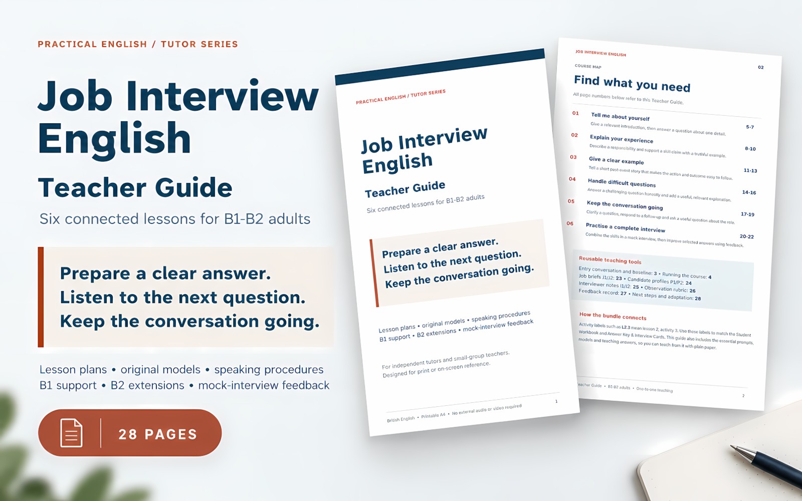 Job Interview English — B1–B2 Teacher Guide