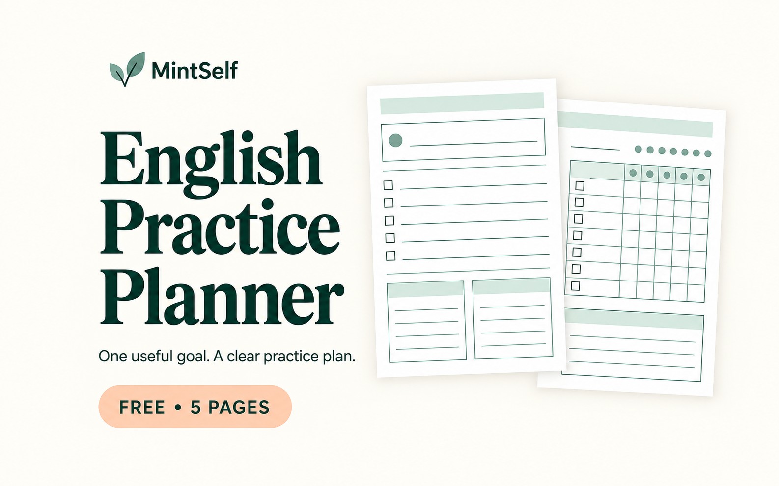 English Practice Planner — Free 5-Page Printable