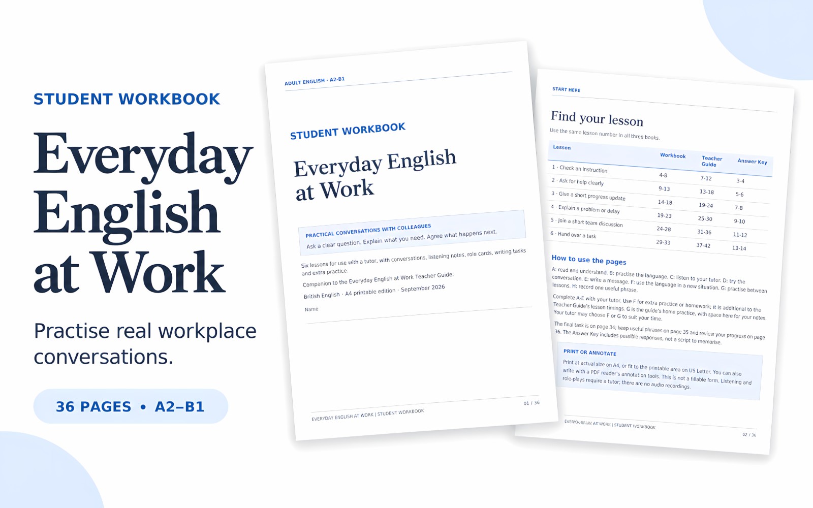 Everyday English at Work — Student Workbook | A2–B1