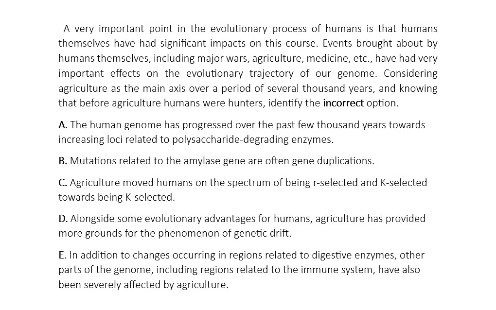 Agriculture Evolution question