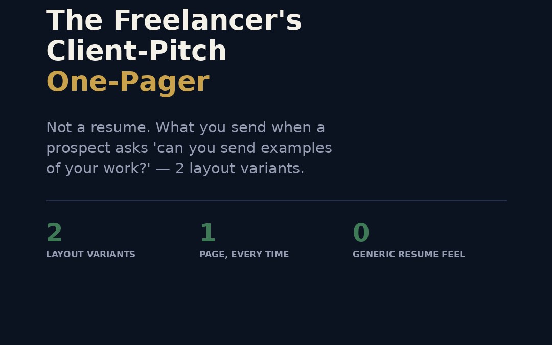 The Freelancer's Client-Pitch One-Pager (2 layout variants)
