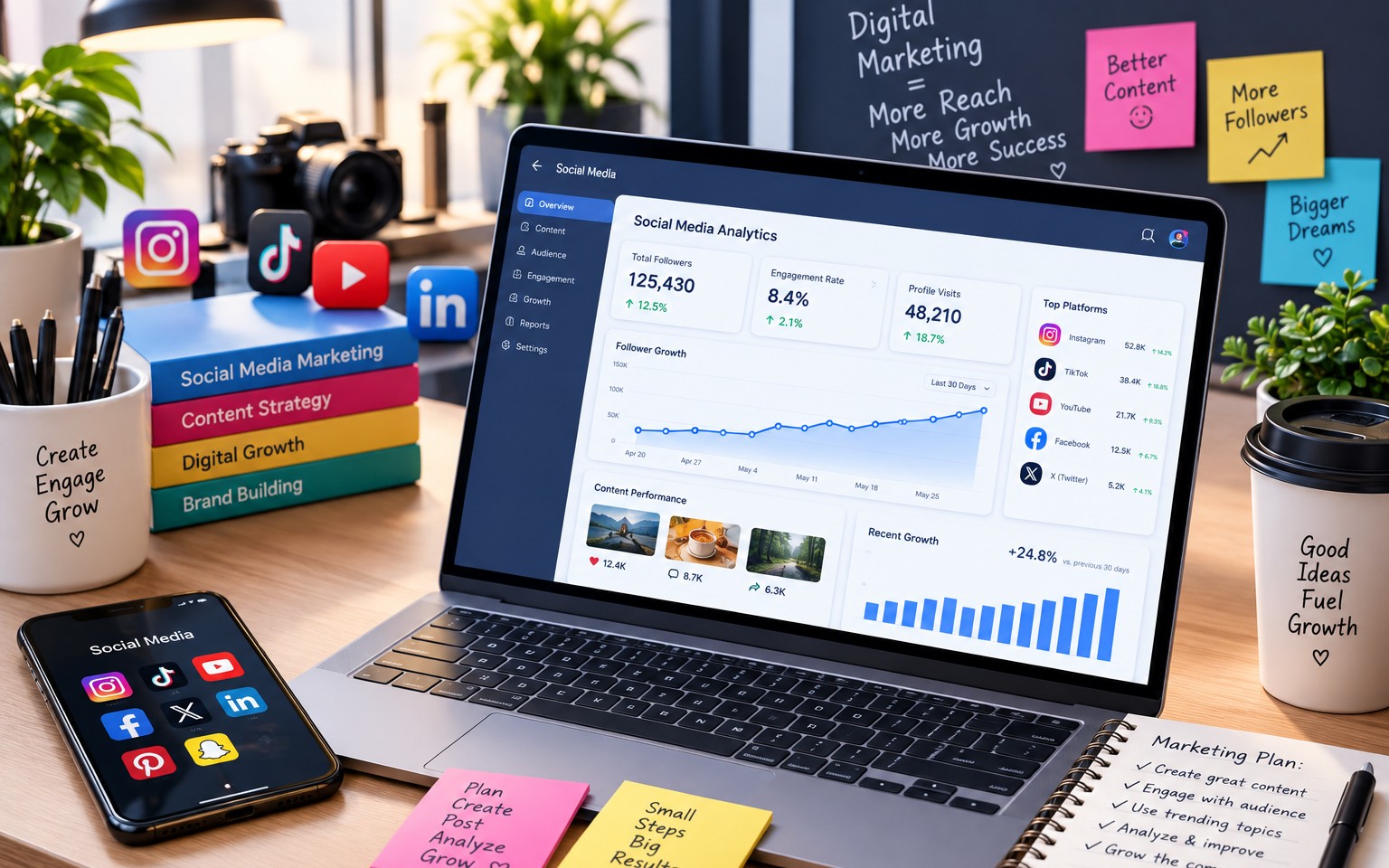 Social Media Growth & Content Strategy: 50 Prompts