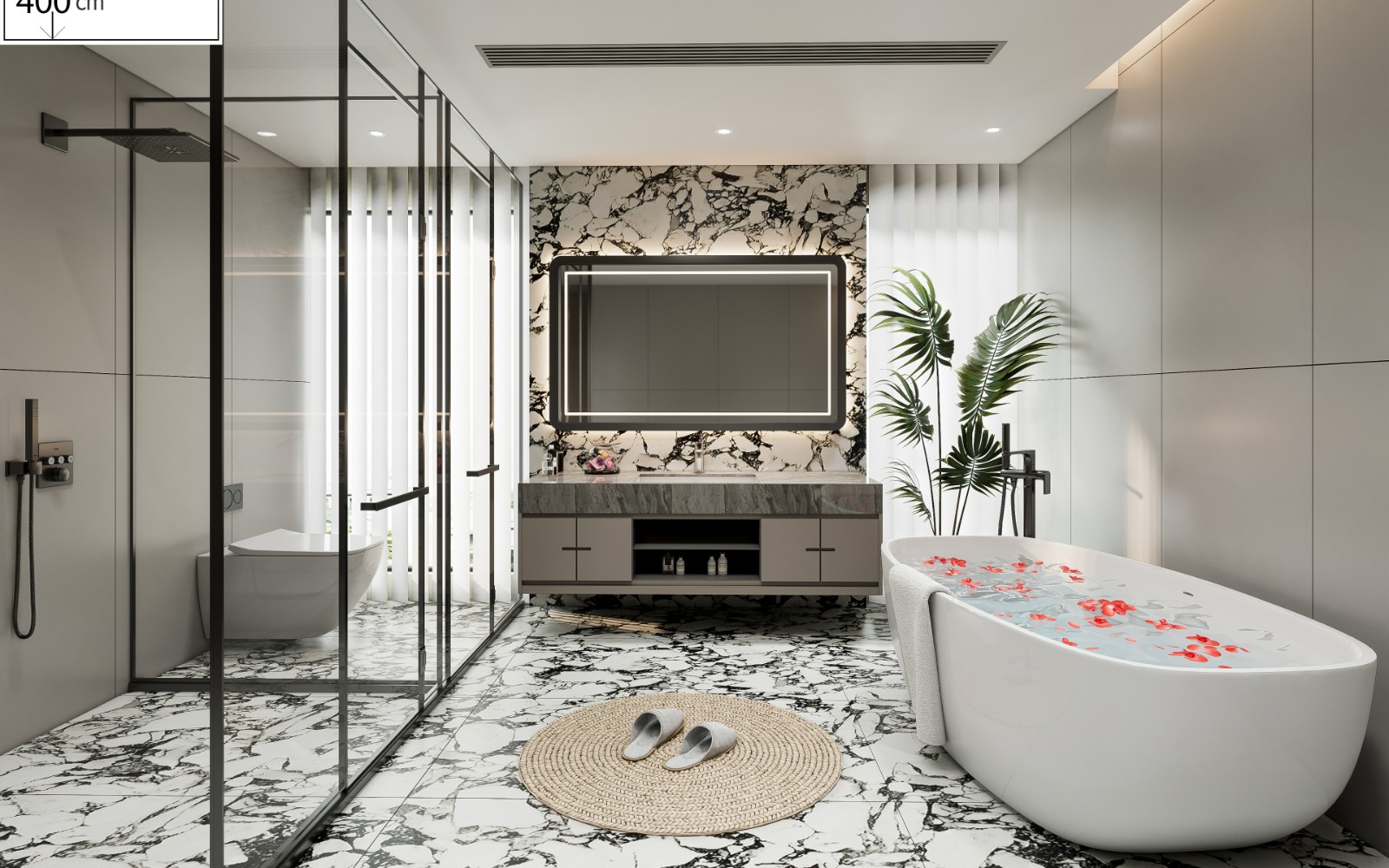 SketchUp + Enscape Bathroom Scene 11 | Render Ready 3D Model | PBR & Lighting