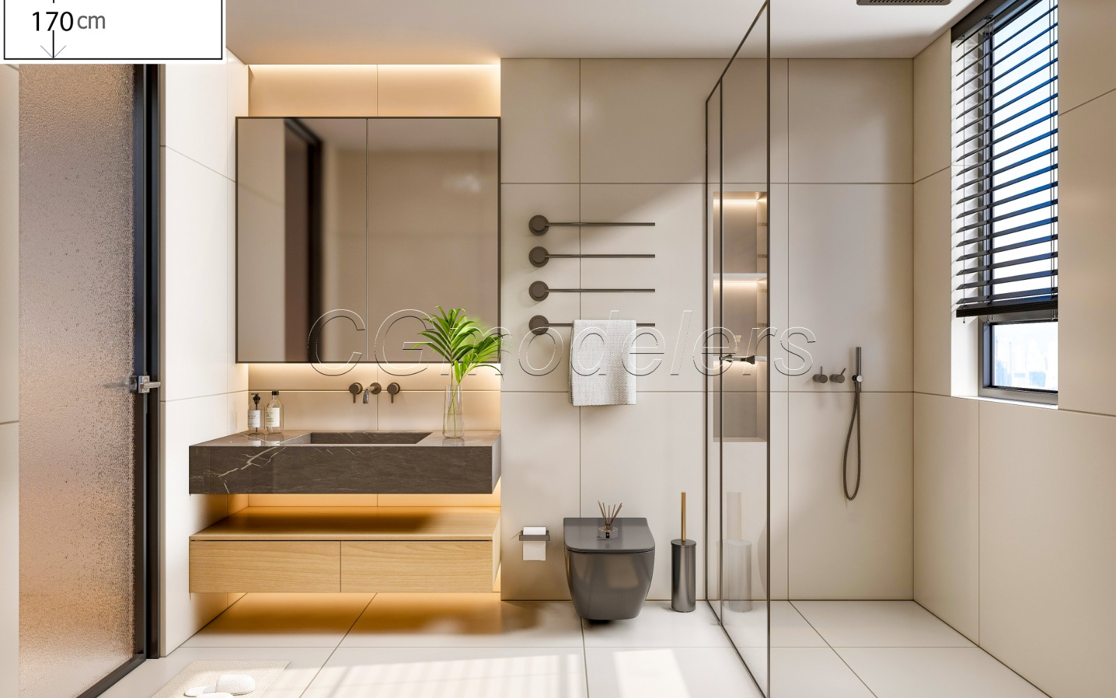 SketchUp + Enscape Bathroom Scene 1 | Render Ready 3D Model | PBR & Lighting