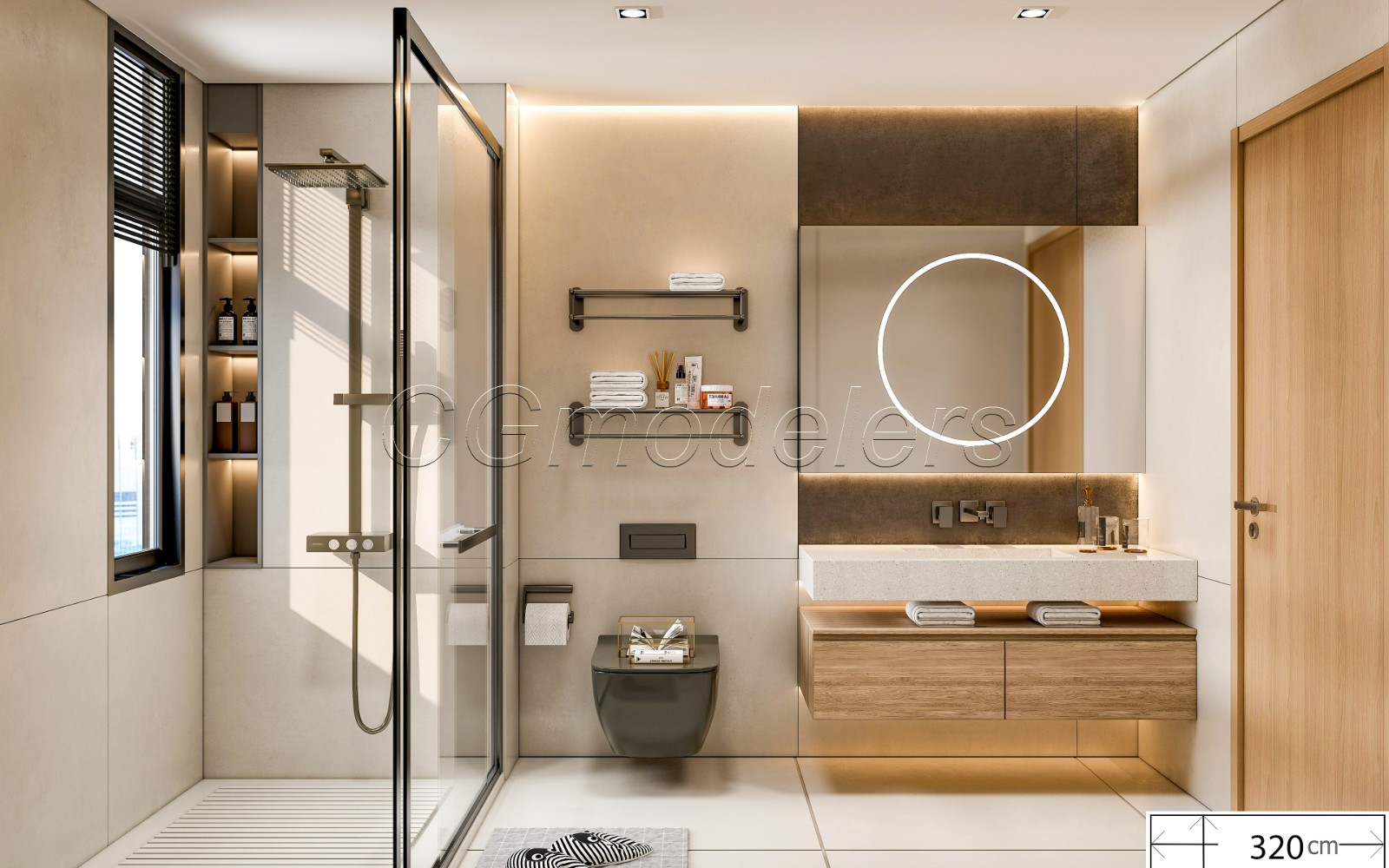 RENDER-READY Modern Bathroom 3D Model | SketchUp + Enscape scene 2