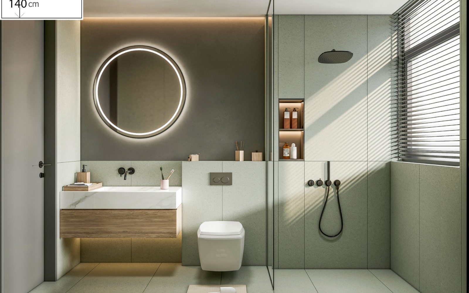SketchUp + Enscape Bathroom Scene 5 | Render Ready 3D Model | PBR & Lighting