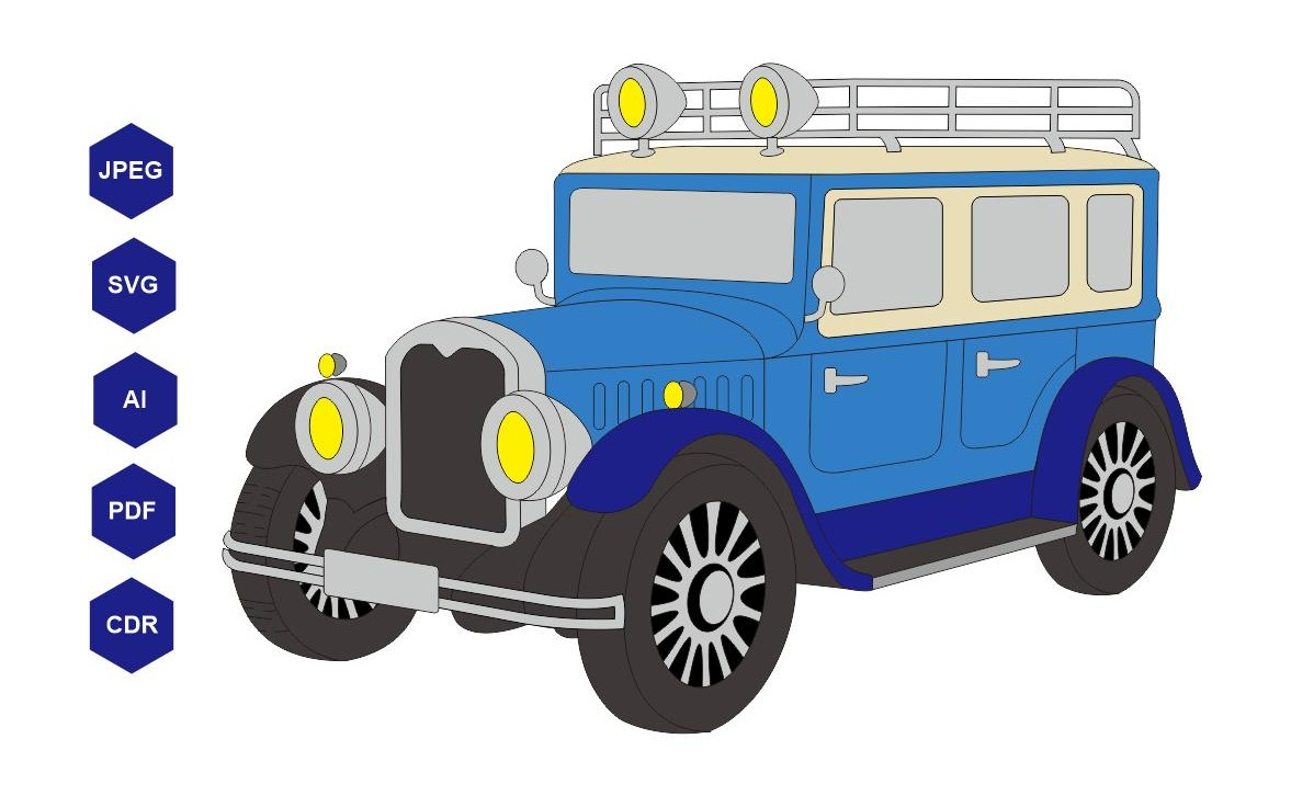 4WD Classic Car Digital Vector Files Art | Classi... | Getly