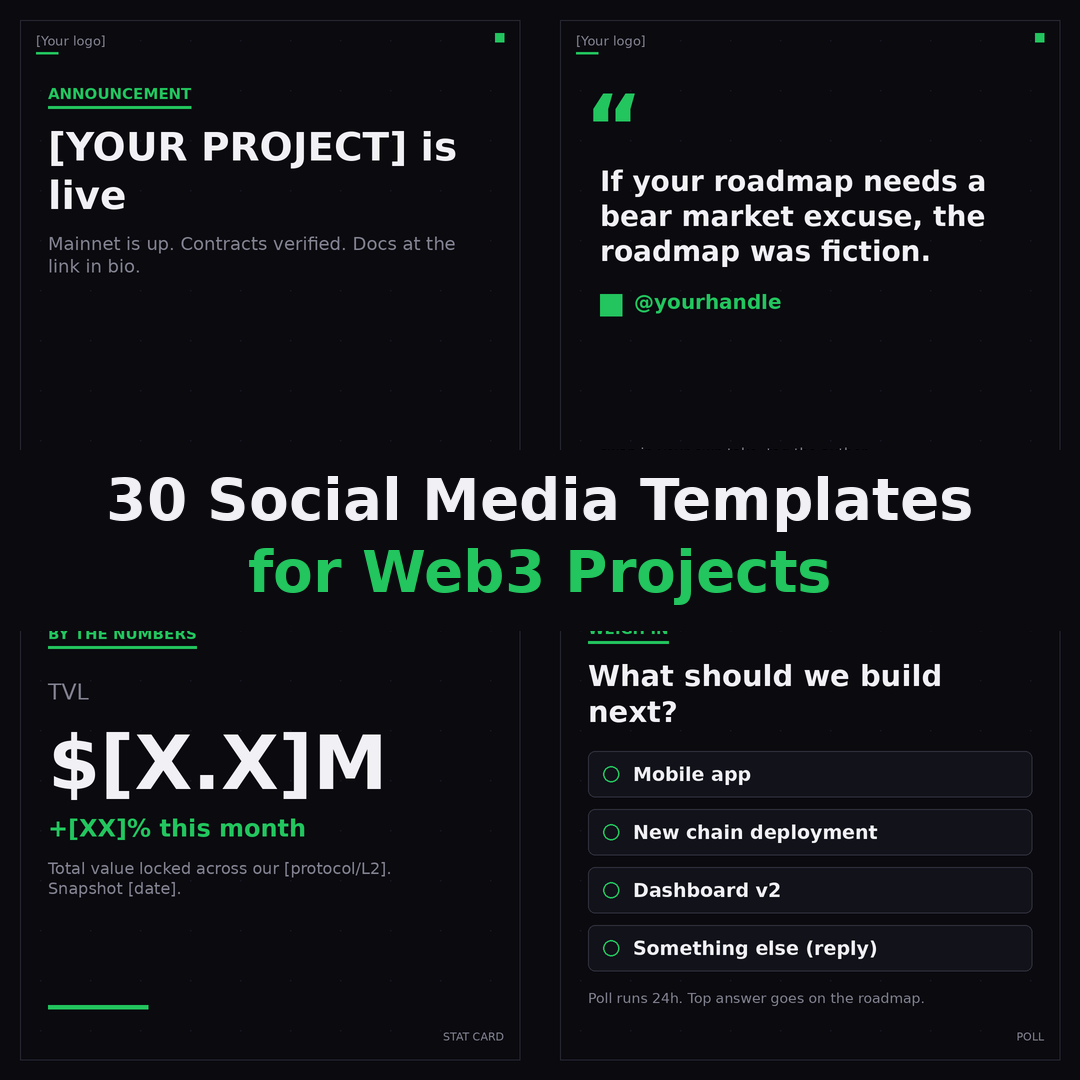 40 Social Media Templates for Web3 Projects: X, Instagram, LinkedIn (PNG + Edit Guide)