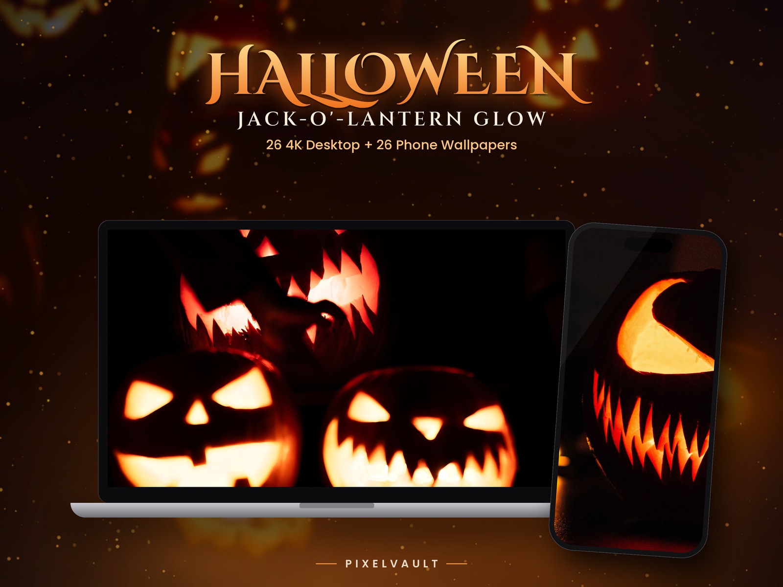 Halloween Jack-o'-Lantern Wallpapers: 26 4K Desktop + 26 Phone Backgrounds