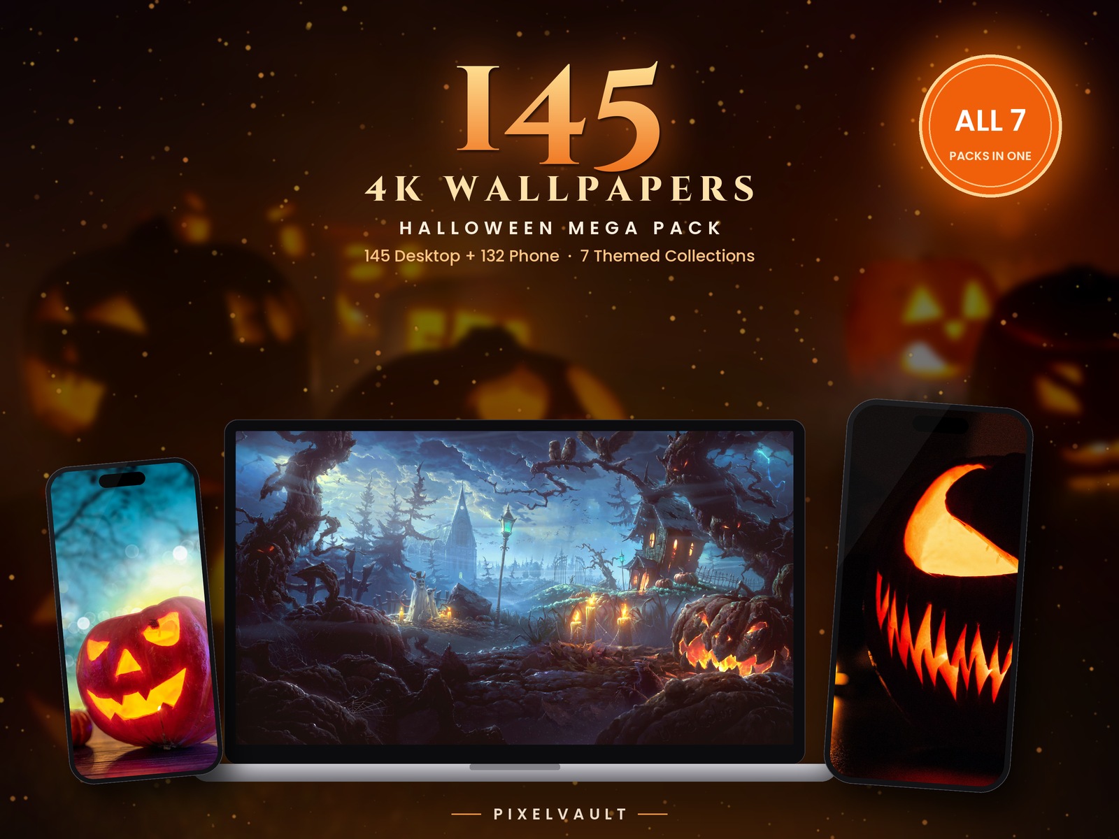 Halloween MEGA Pack: 145 4K Desktop + 132 Phone Wallpapers, Spooky Aesthetic Bundle