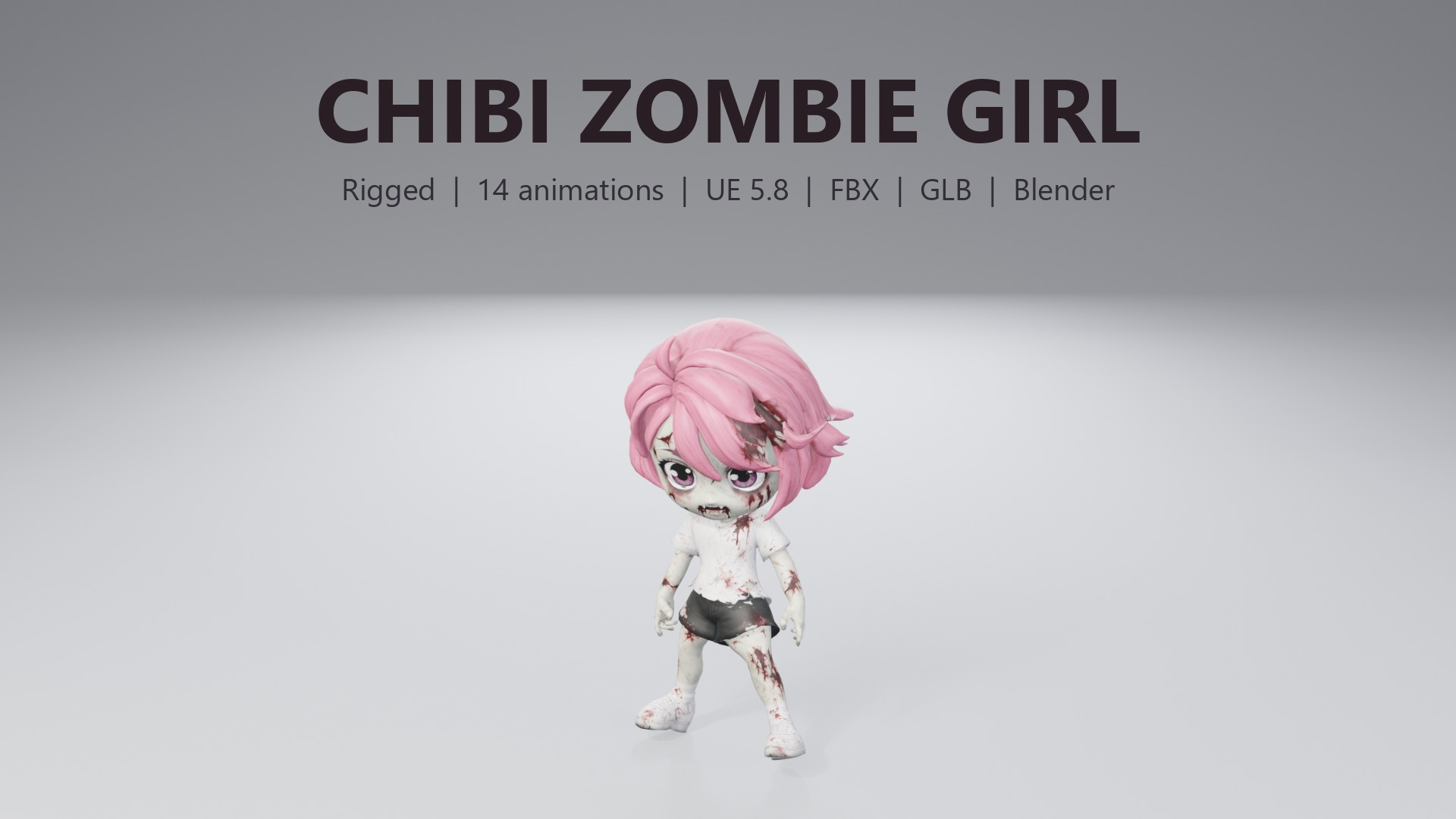 Chibi Zombie Girl - Rigged & Animated Chibi Character for UE5 | Getly