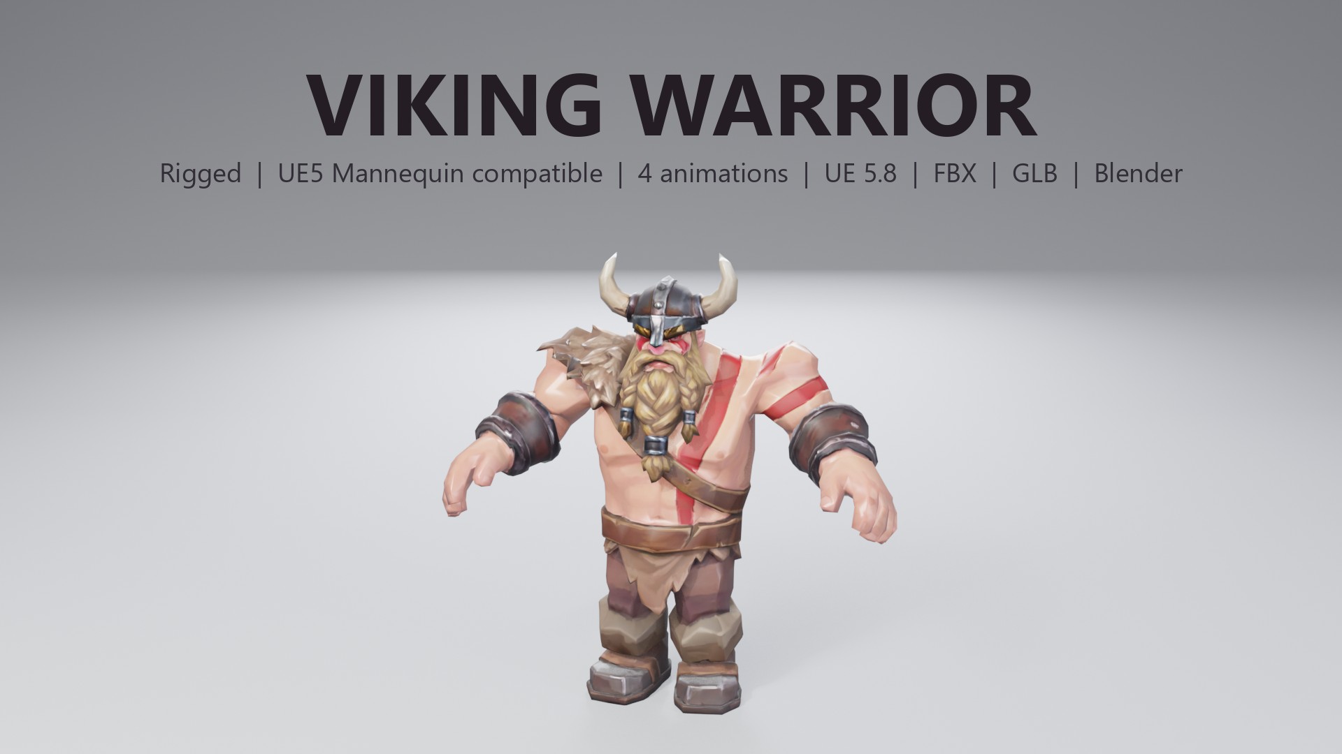 Stylized Viking Warrior - Rigged & Animated Fantasy Character for | Getly