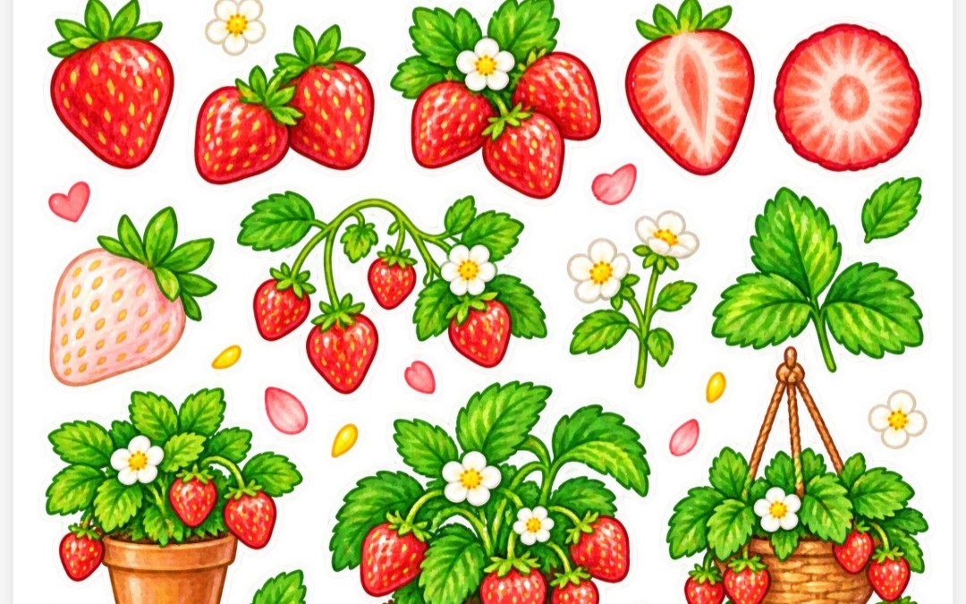 FREE Strawberry Sticker Pack 🍓 2 pages | 40+ stickers