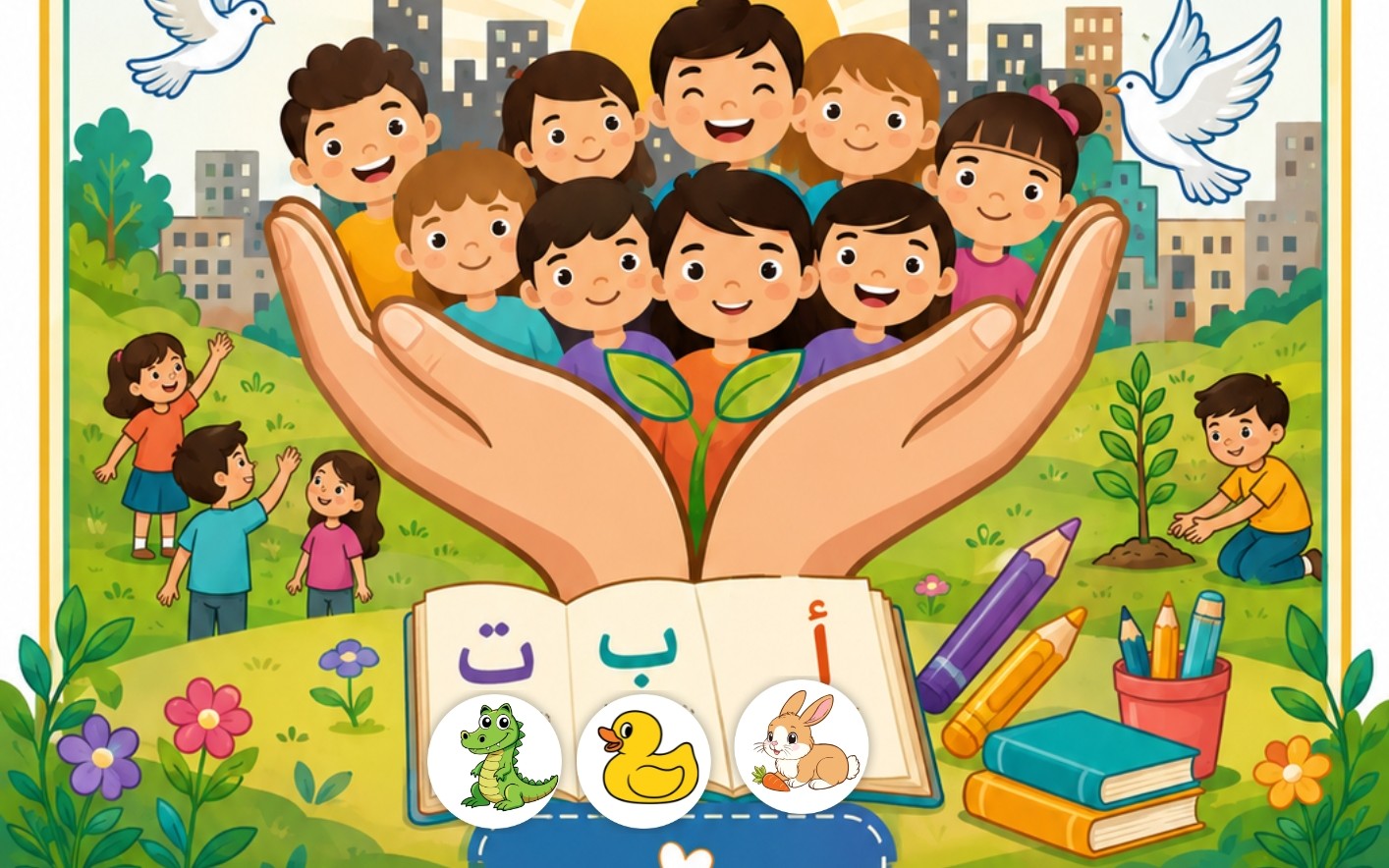 تتبع - اكتب - لون الحروف العربية - براعم الأمل