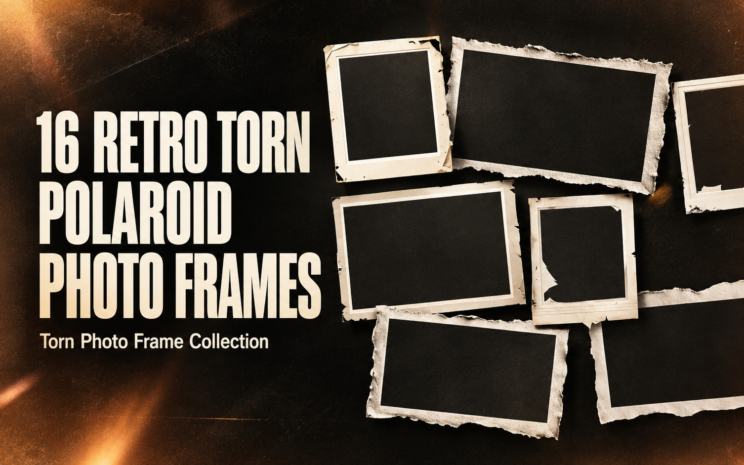 16 Retro Torn Polaroid Photo Frames