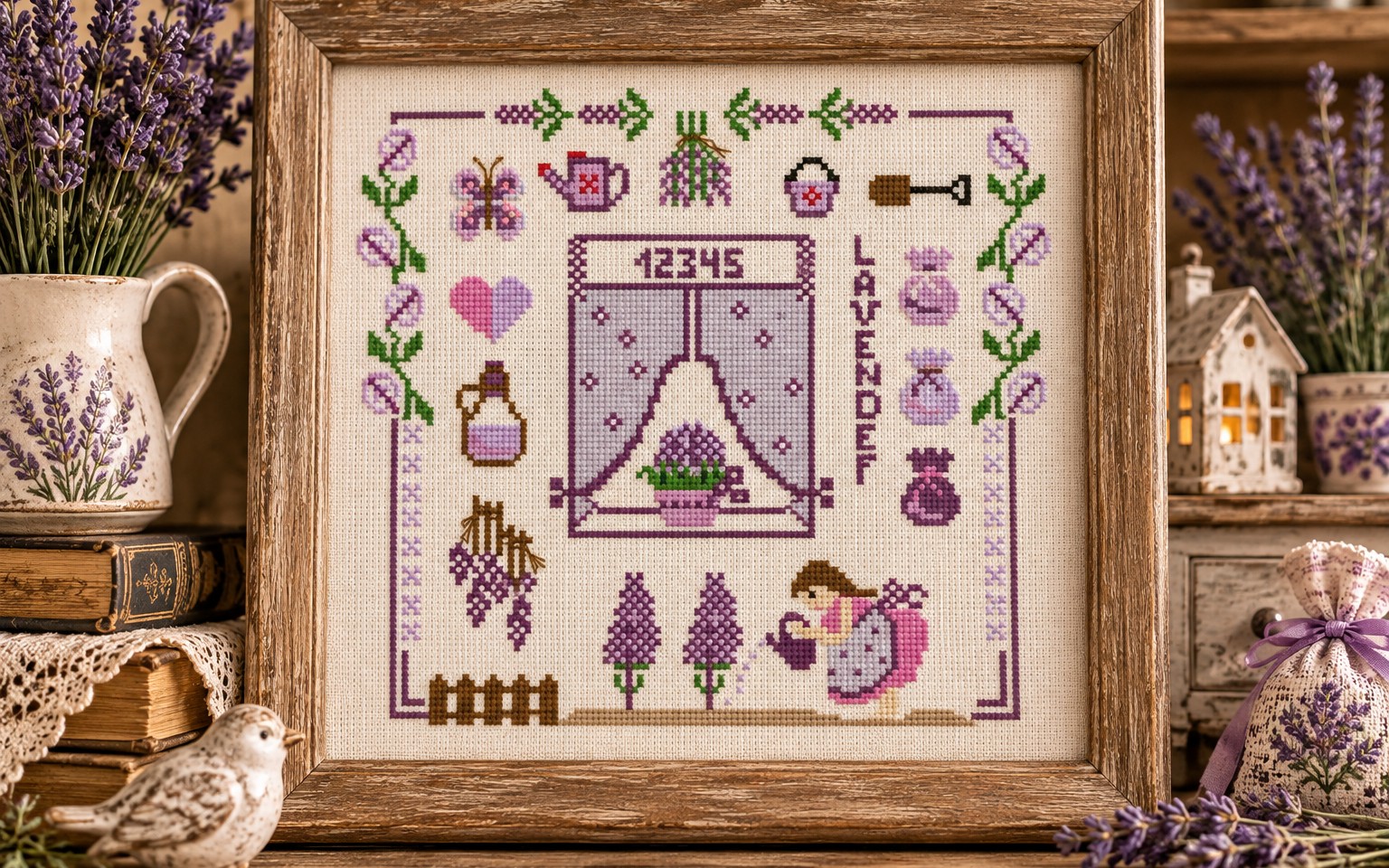 Embroidery 1860 & 1870 図案集 CD付 イタリアから輸入品 Josephine's Lavender Garden Cross Stitch Pattern PDF, French | Getly