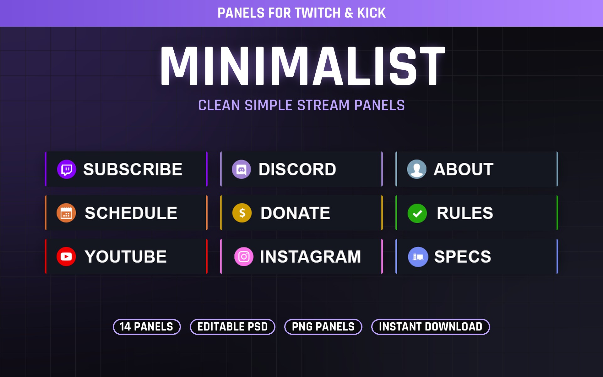 Minimalist Twitch Panels